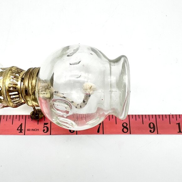 Set of 2 Mini Oil Lamps 8 x 3 and 4.5 x 3 Clear Glass One Missing Chimney - Picture 5 of 8
